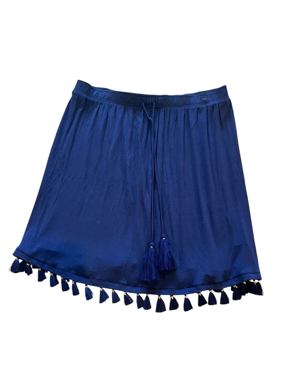 Lilly Pulitzer Palma Tube Skirt in Navy Blue Pom Pom Tassels Pull On